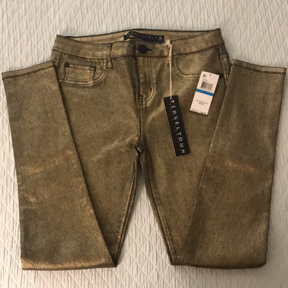New Tinseltown Gold Stretch Skinny Jeans Size 9